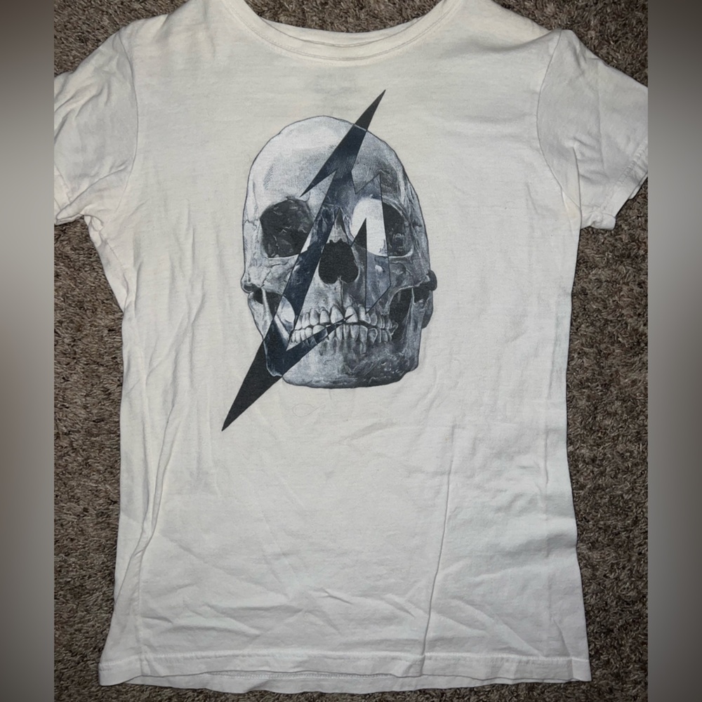 White Metallica Concert Tour Merch Merchandise Skull Graphic T-Shirt Small
